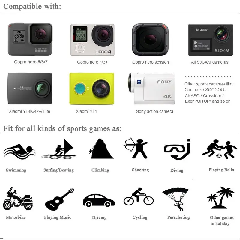 GoPro аксессуары комплект 48-в 1 для спортивной экшн-камеры go pro hero 7 6 5 4 3 для Xiaomi Xiaoyi 4K sony Nikon и экшн-камеры dji osmo действий