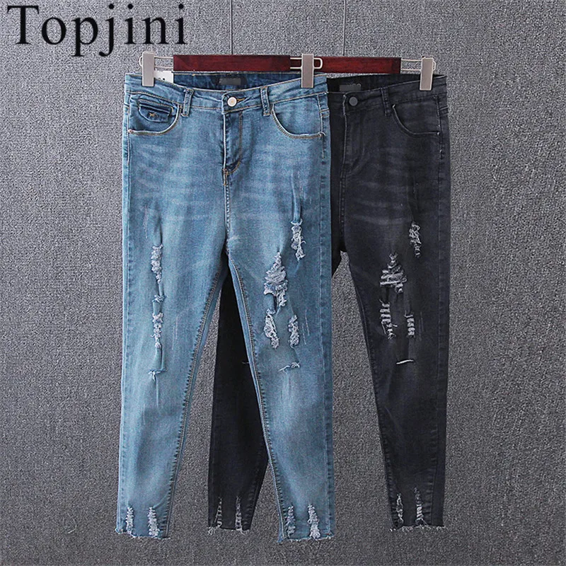 Мода Новый Denim Молния Fly Отверстие Женщины Пят Джинсы Твердые Середина Плоским XL