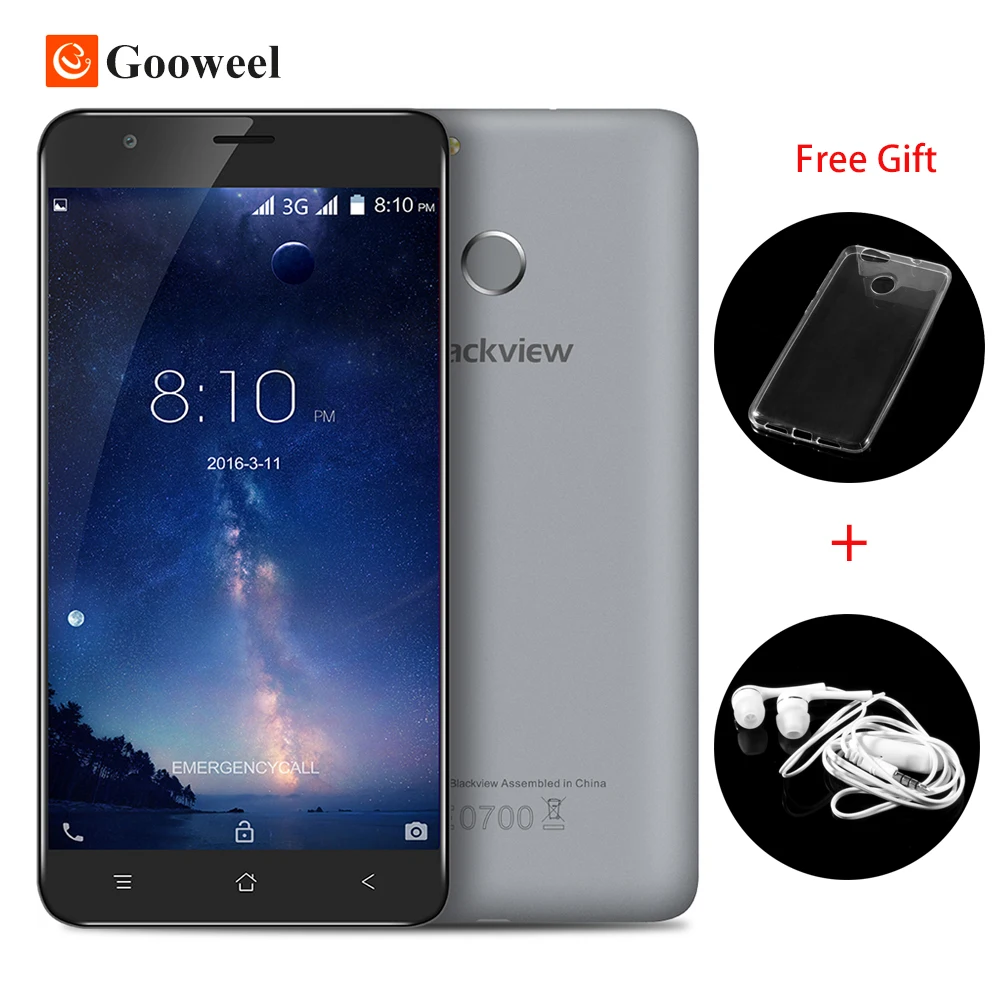 Blackview E7S Fingerprint ID Mobile Phone 5 5 HD IPS MTK6580 Quad Core smartphone 2GB RAM