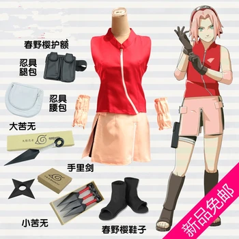 

Haruno Sakura NARUTO Anime Cosplay Haruno Sakura cosplay costume full set outfit Headgear shoes kunai headband bandage for adul