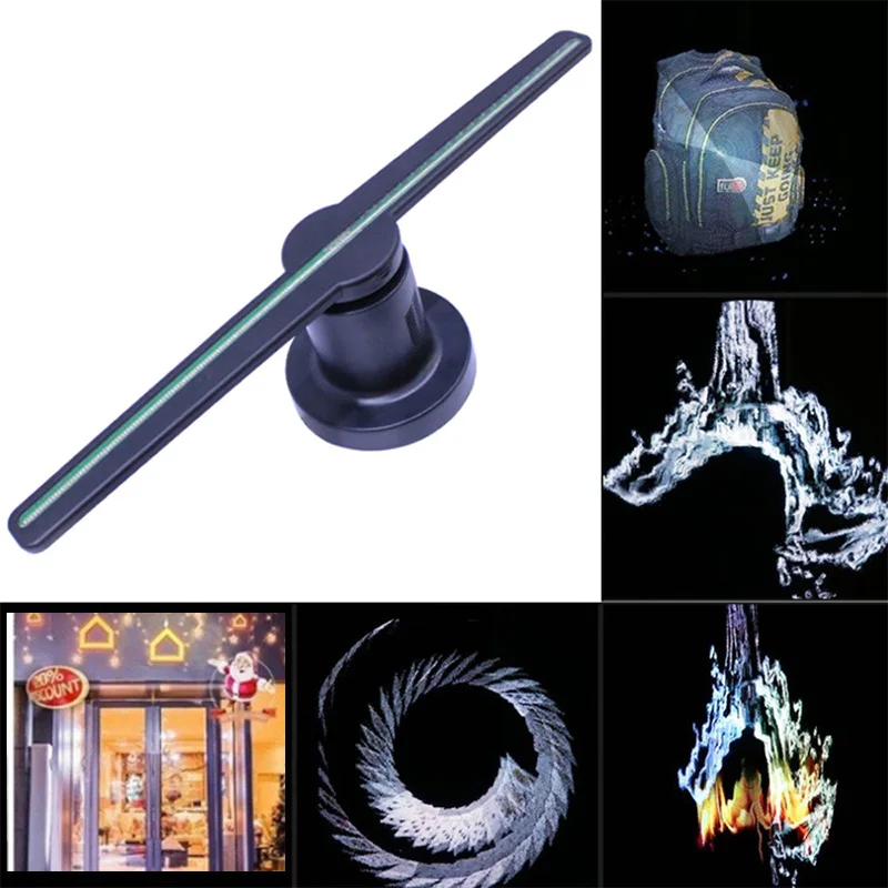 3D Hologram Projector Fan Holographic Party Decoration 3D Hologram Advertising Fan with 16G TF LED Funny 42cm RGB1615 Lamp Beads