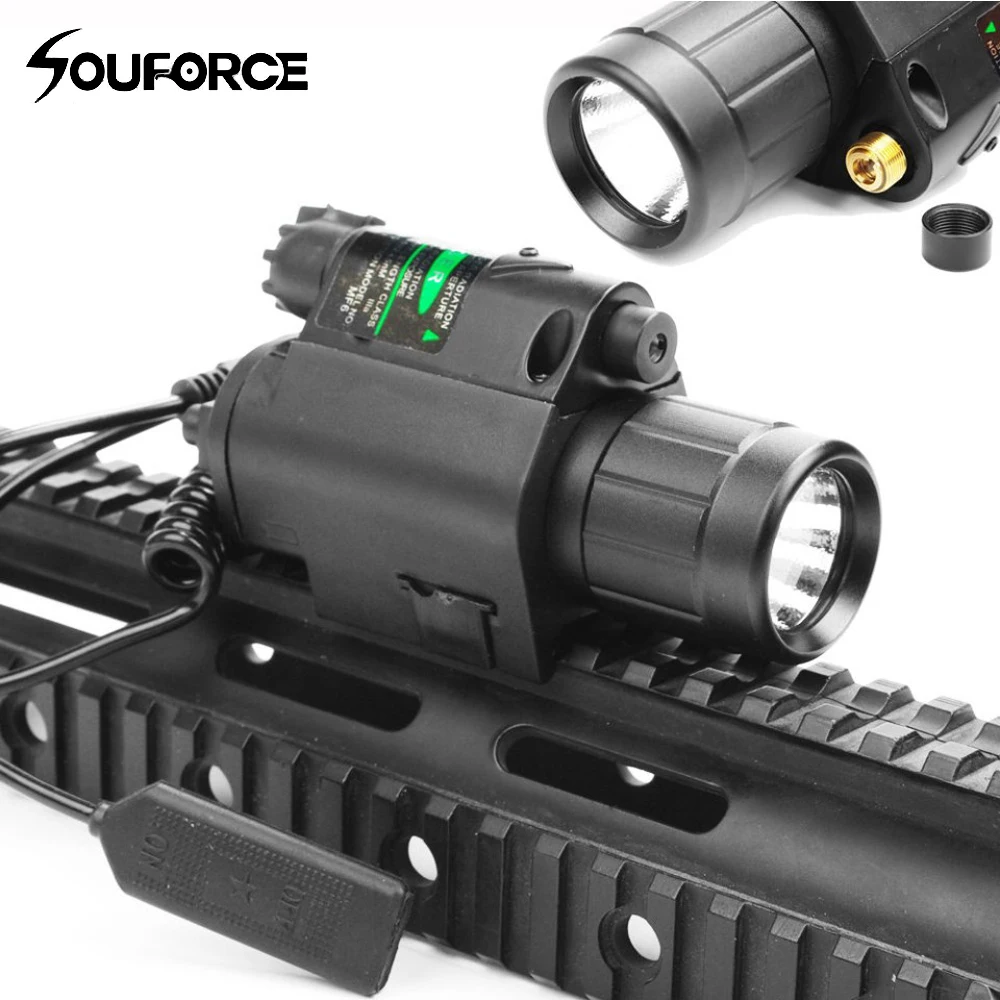 2 in 1 Combo Tactical Pulsed Green Laser Sight with 200LM LED Q5 Flashlight for Hunting Rifle and Pistol Glock 17 19 22-1