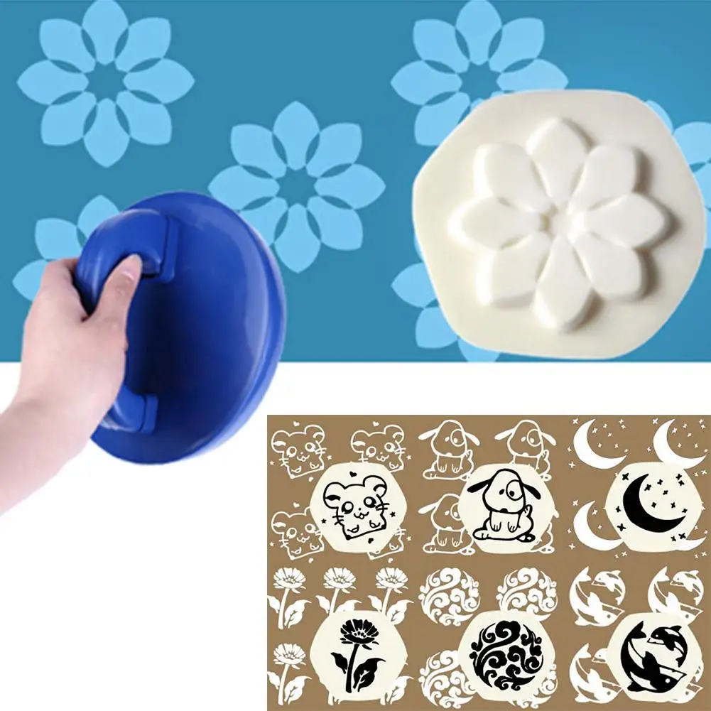 

New PVC + Sponge Cartoon Elephant Flower Round Wallpaper Sponge Stamper Kids Toy DIY Wall Decoration Tool Sets 10 Style