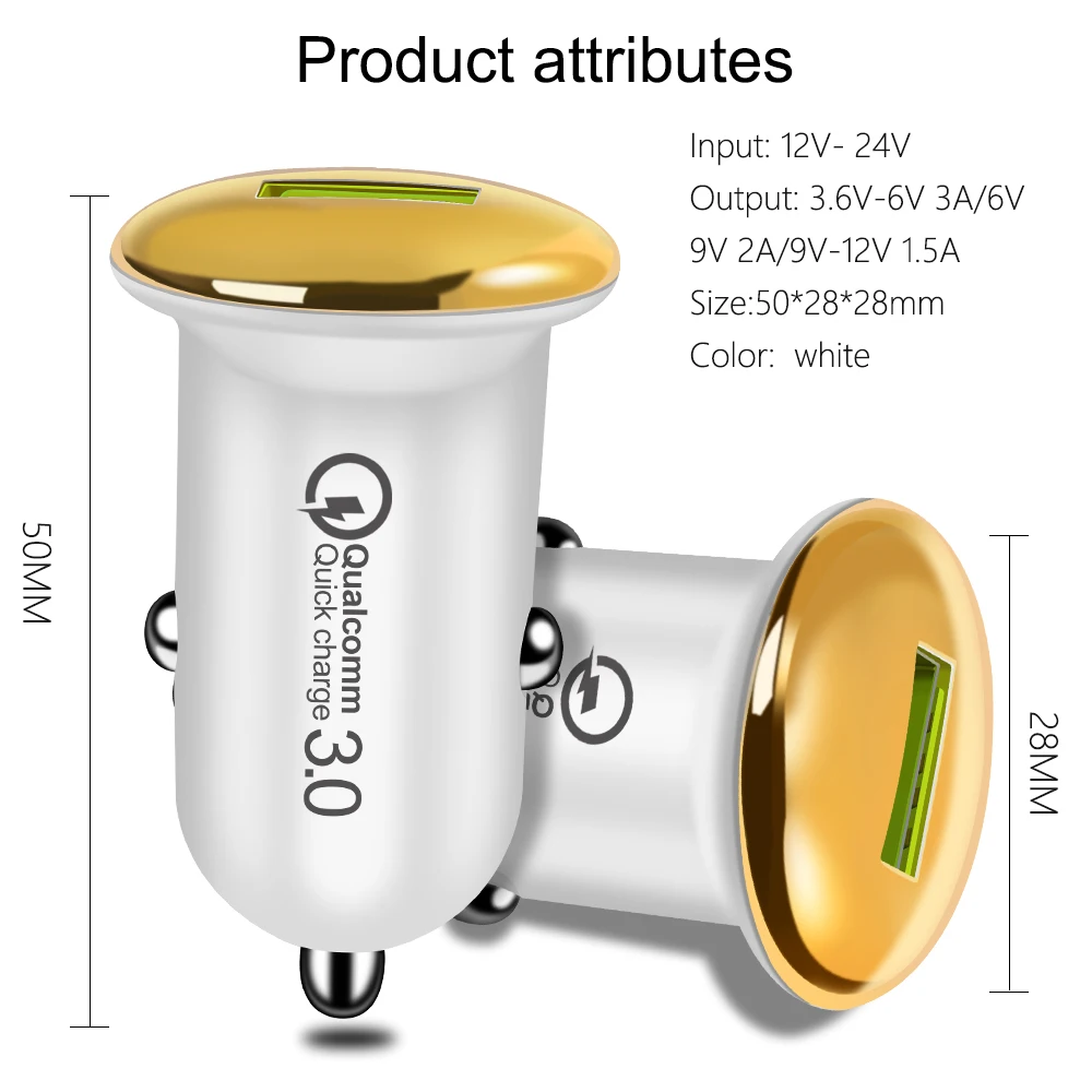 شاحن سيارة سريعة تهمة 3.0 QC 3.0 سريع محول الشحن USB سيارة-شاحن آيفون المصغّر USB نوع C كابل الهاتف المحمول شاحن