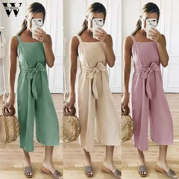 

Womail bodysuit Women Summer Casual Shoulder-Strap Sashes Bow Lace-up Sweet Nine's Jumpsuit Playsuit fashion 2020 M5