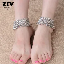 New Fashion Sexy Vintage Silver bells Anklet Chain Lots Bell Beads Ankle Bracelet Foot Jewelry For