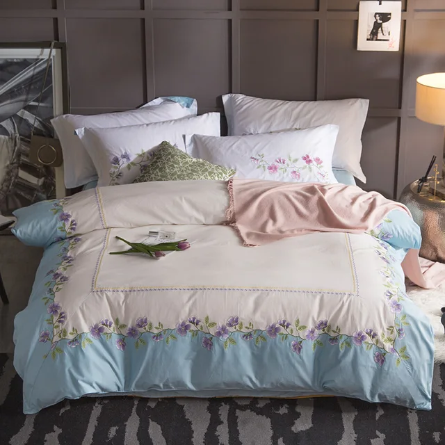 Best Offers luxury White Embroidery 100% Pure Cotton Fabric Queen King Size Bedding Set Duvet Cover Bed Linen Bed Sheet Pillowcases 4Pcs Best Offers luxury White Embroidery 100% Pure Cotton Fabric Queen King Size Bedding Set Duvet Cover Bed Linen Bed Sheet Pillowcases 4Pcs
