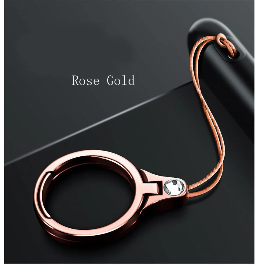 Кольцо из цинкового сплава, Стент, ремешок для ключей, брелок, универсальный ремешок для телефона, Очаровательная подвесная веревка для iPhone, кольцо, держатель, розовое золото - Цвет: Rose Gold