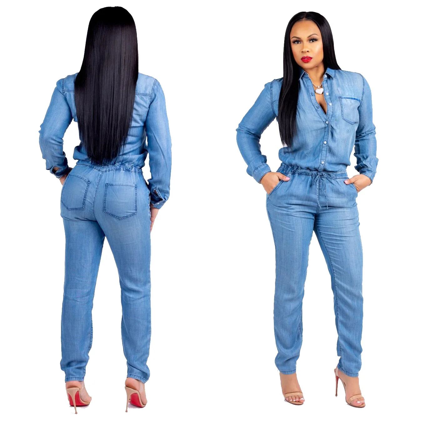 

Denim Overall for Women Summer Fashion Cool Streetwear Blue Sleeveless Loose Wash Lace Jeans Jumpsuit Rompers