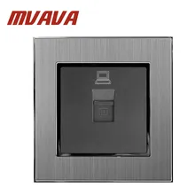 MVAVA сокет данных 110-250 В атласная металлическая рамка Великобритания ЕС сеть RJ45 Lan кабель данных сетевой разъем порт розетка