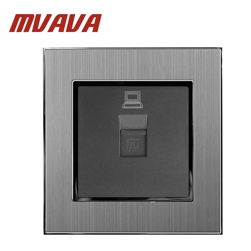 

MVAVA DATA Socket 110-250V Satin Metal Frame UK EU NET RJ45 Lan Cable DATA Net Jack Plug Port Wall Socket Free Shipping