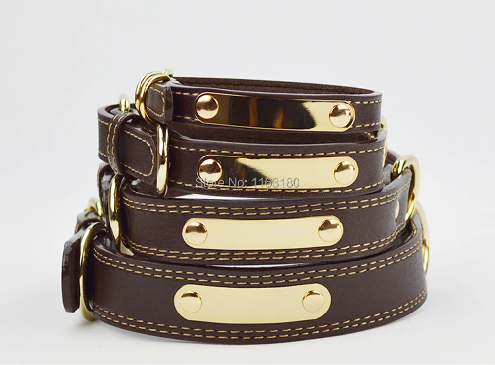 12pcs/lot Blank Leather Personalized Engraved Dog Collar Custom Puppy