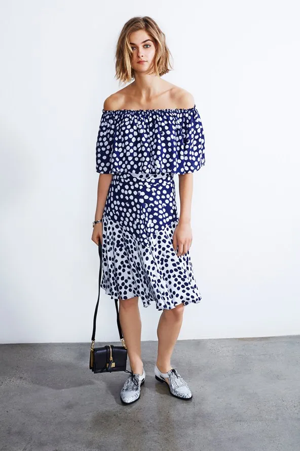 2015 New summer style dress Off the Shoulder Dot Half women hot sale|dresses girls size 8|dresses updress crop |