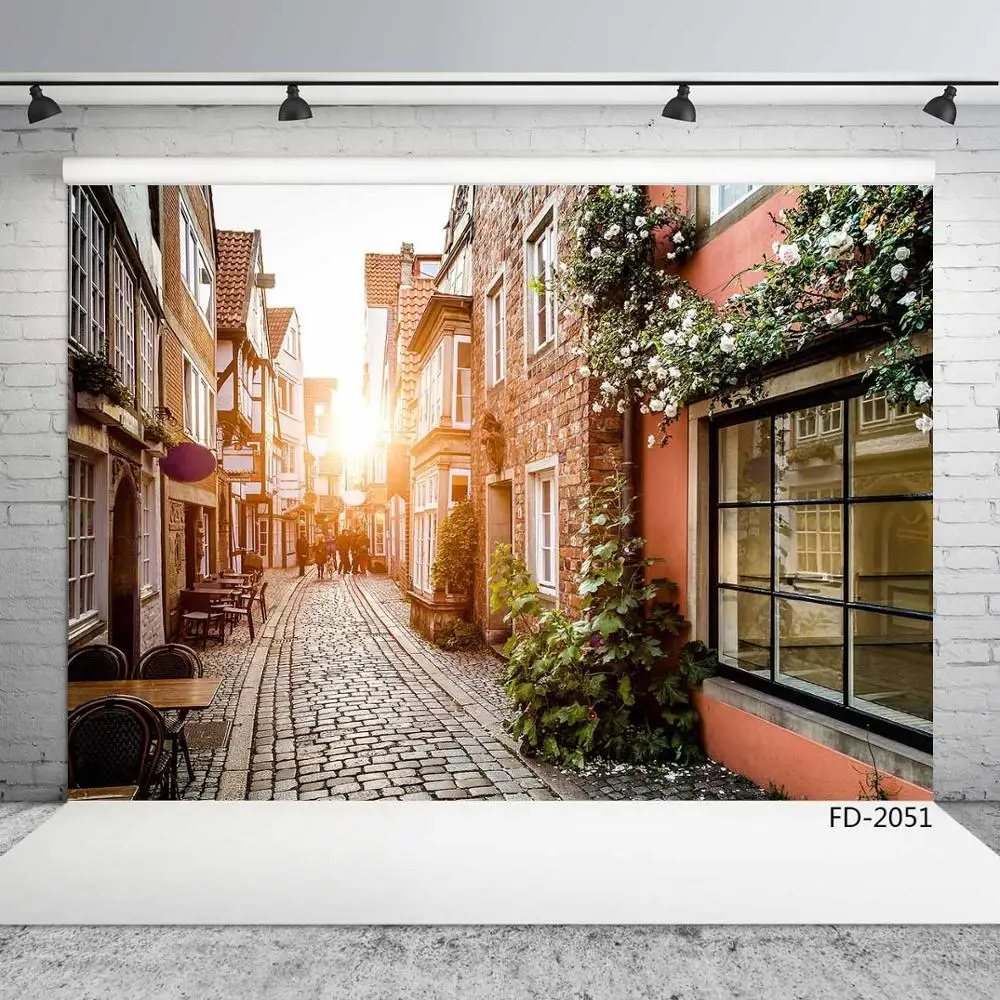 Виниловый фон для студийной фотосъемки с изображением дома дорожек кафе