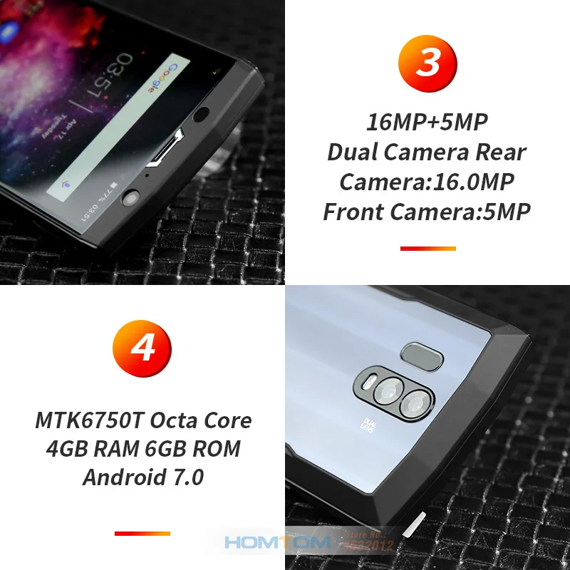 HOMTOM HT70 10000mAh аккумулятор 6 0 &quotHD 18:9 экран смартфон MTK6750T Восьмиядерный 4G ram 64G rom 16MP +