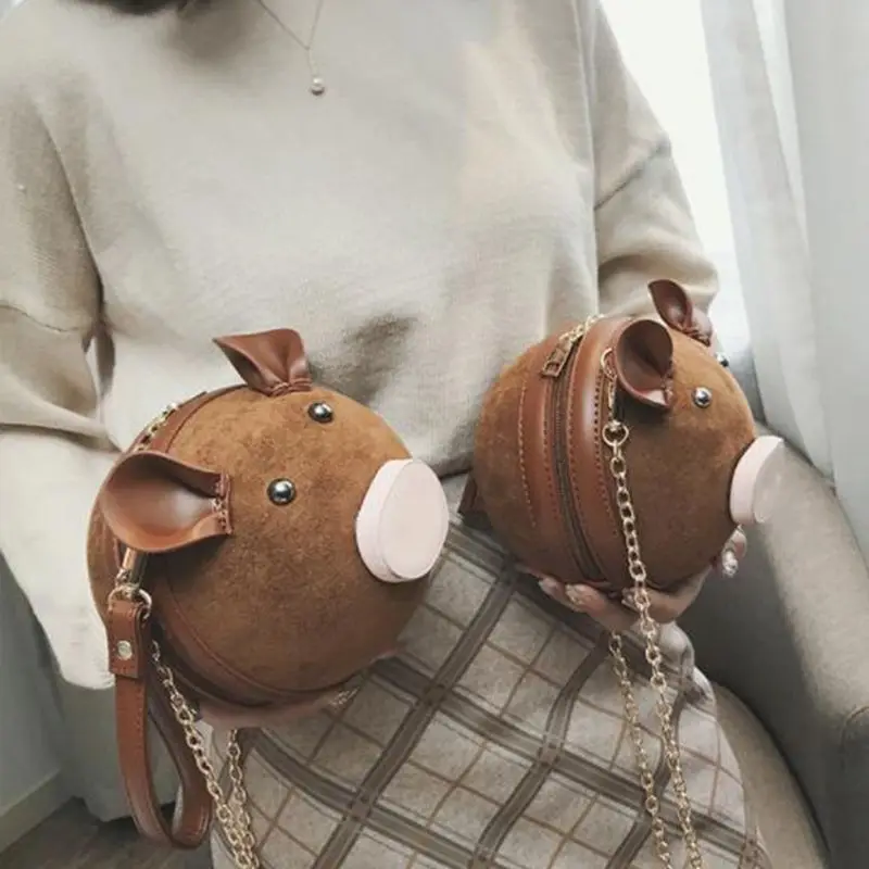 Корейская модная замшевая женская сумка маленькая круглая сумочка из свиной