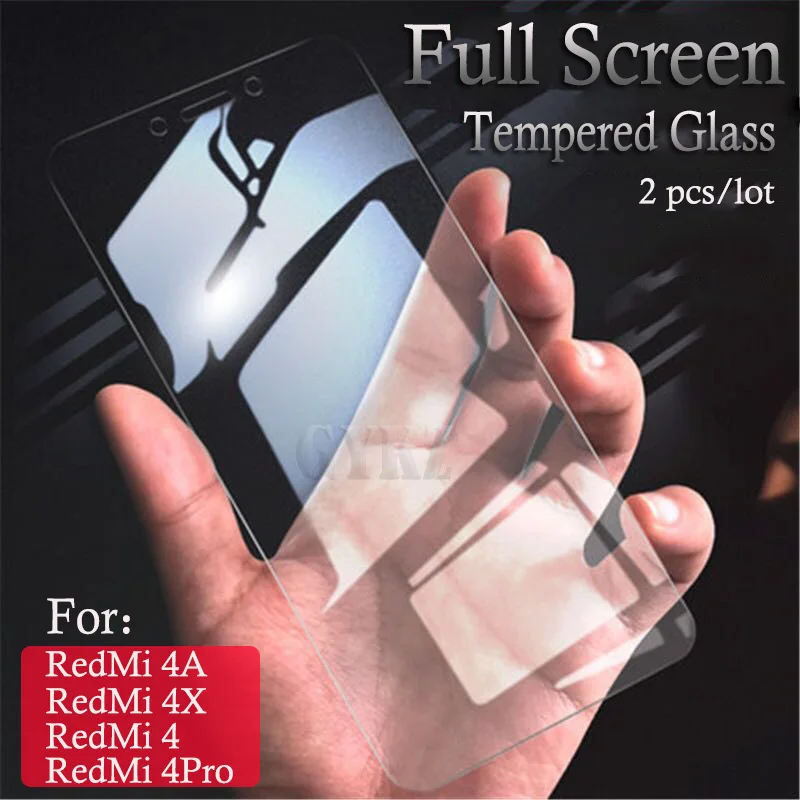 

2pcs/lot Full Screen Tempered Glass For RedMi 4 Pro Anti Blu-ray Full coverage Protective Glass Film For Xiaomi Redmi 4X 4A