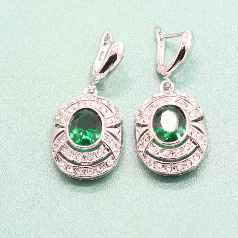 EIOLZJ, зеленый полудрагоценный камень, Стерлинговое Серебро, 925, ювелирные наборы для женщин, ожерелье, кольцо, висячие серьги, Ювелирная коробка