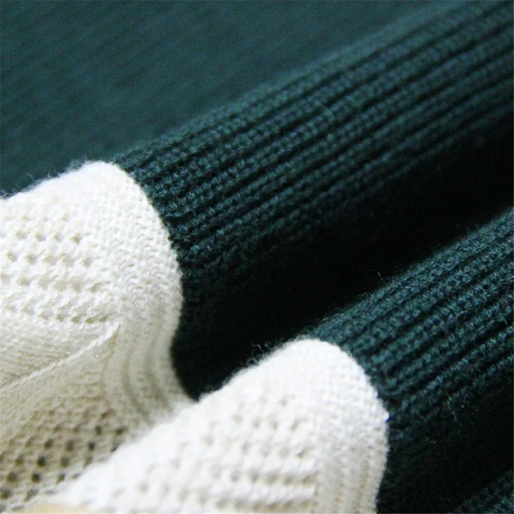 Vintage Winter Sweater Dress Women Green Casual Elasticity Cotton Dresses Autumn Knitting Ruffles-Neck Long Sleeve Dresses (4)