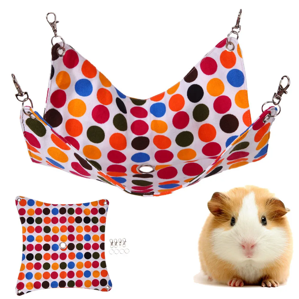 Dot Pet Хомяк гамак Малый Pet холст висит одеяло коврики гамак подвесная кровать дом клетка игрушка с отверстием для белки морская свинка - изображение