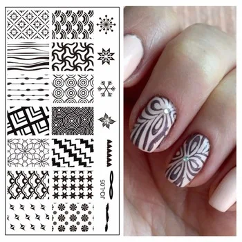 Rectangle Nail Art Printing Image Polish Stamp Plate Geometry Designs Manicure Template  #JQ-L05