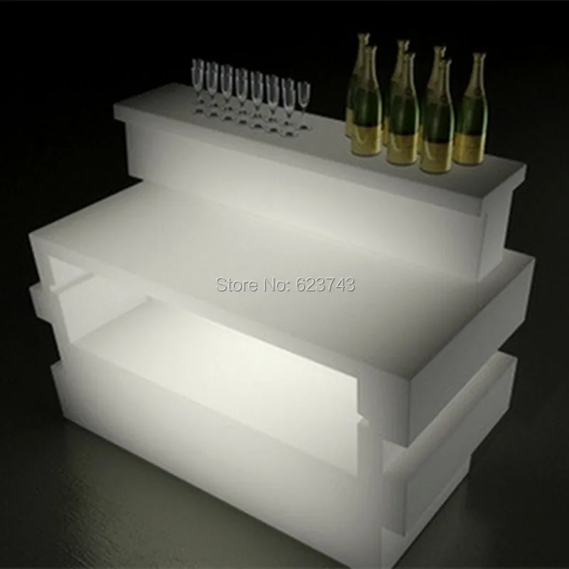 

Plastic Multicolor illuminated rechargeable remote control BREAK LINE SQUARE LED Bar Wine table counter lighted smartbar