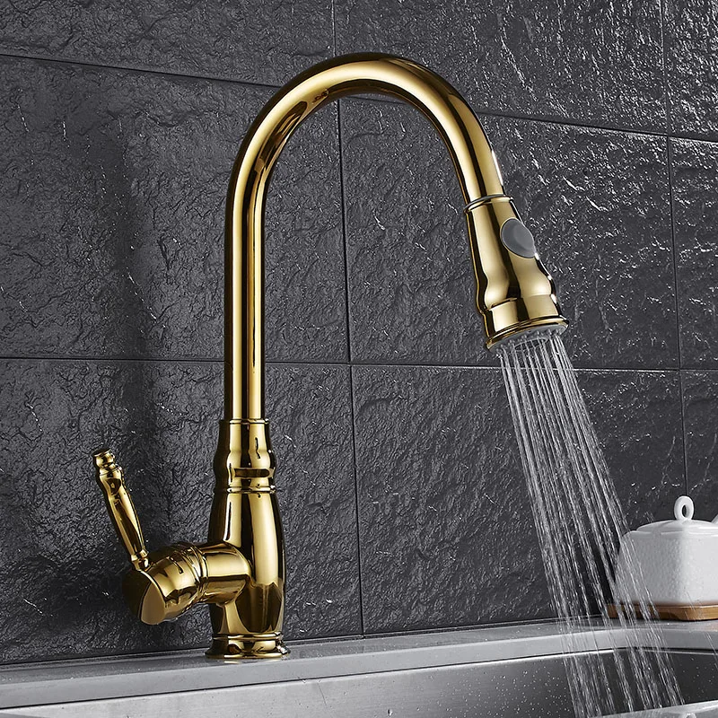  Kitchen Mixer Balck Pull Out Kitchen Faucet Deck Mount Kitchen Sink Faucet Mixer Cold Hot Water Tor - 33059263794
