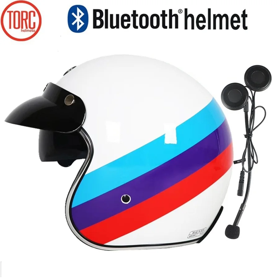 1 комплект, 3/4, винтажный козырек с открытым лицом, Bluetooth 4,0, мотоциклетный шлем, гарнитура для мотоцикла, мотоциклетный шлем