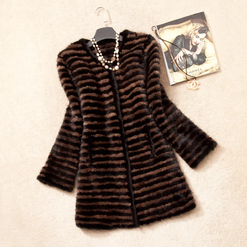 Autumn Women s Real Genuine Knitted Mink Fur Coat Winter Women Fur Outerwear Coats Overcoat VK1361
