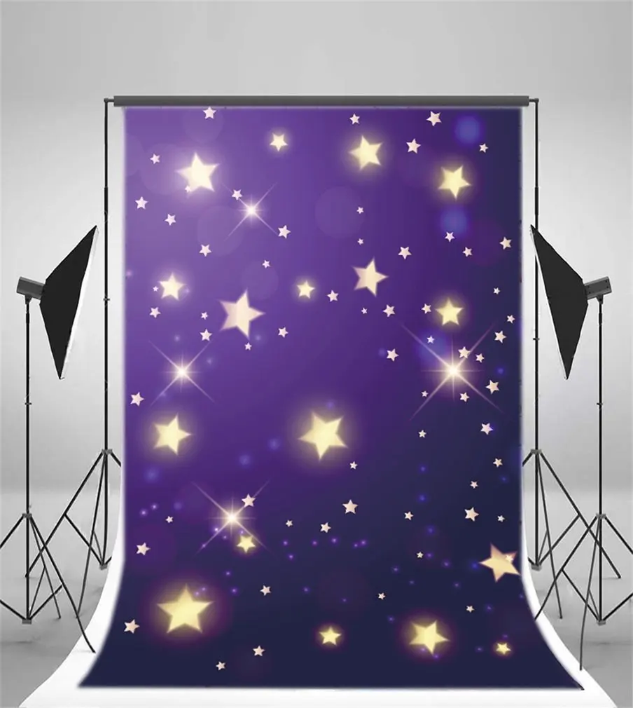 

Photography Backdrop Shower Twinkle Stars Blue Sky Bokeh Sparkle Spots Romantic Night View Happy Birthday