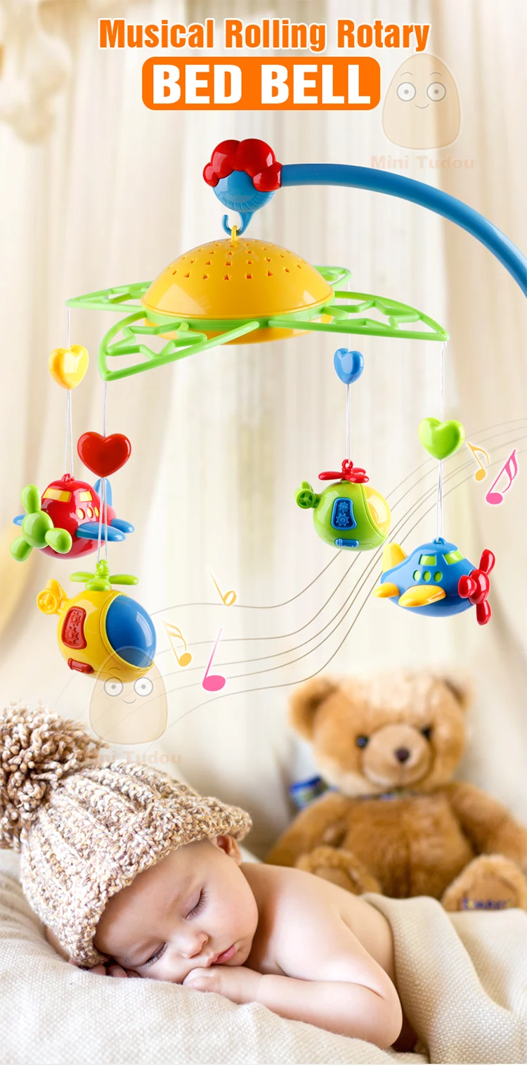 Погремушки игрушки 0-12 месяцев радио-няня музыкальная кровать колокол с неба звезды погремушки проекции мультфильм раннего обучения детей