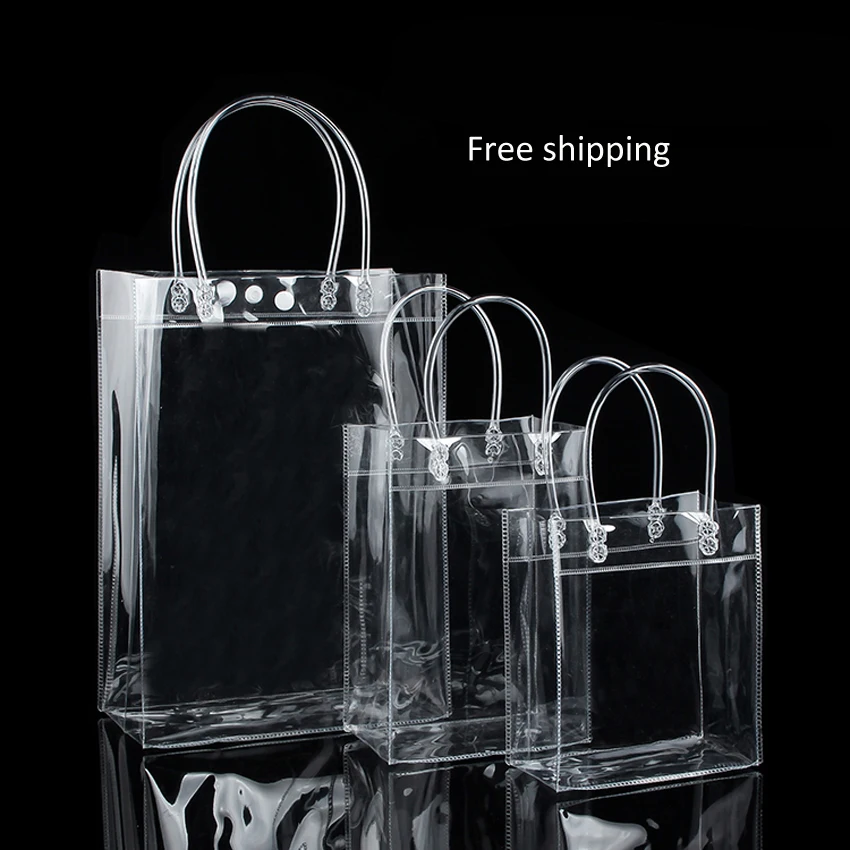20 шт-прозрачные ПВХ подарочные сумки с ручкой прозрачные пластиковые сумки