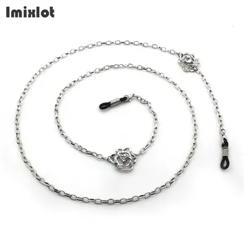 

Fashion Hollow Rose Flower Eyeglass Chains Silver Metal Sunglasses Reading Glasses Chain Eyewears Cord Holder Neck Straps