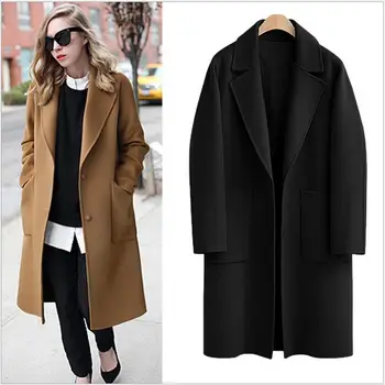 

2017 Hot Sale Woman Blend Winter Jacket Large Size 5XL New Fashion Wool Coat Medium Cardigan Primavera Otono Invierno HJ2
