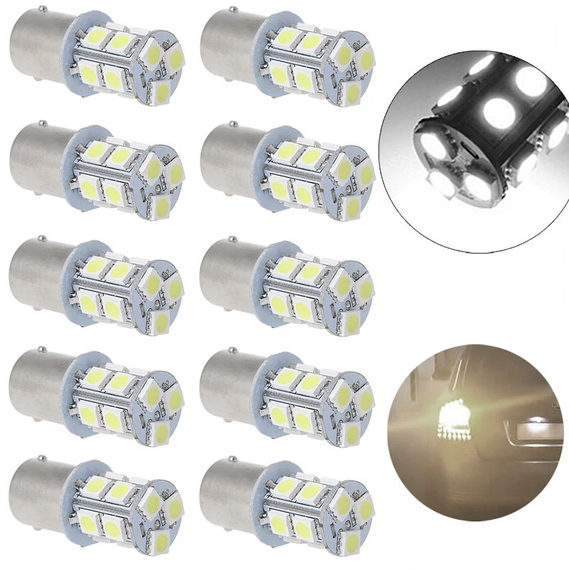 10x White 1156 BA15S 5050 3 chips SMD RV Camper Trailer LED Interior Light Bulbs 12 V 6000K 40mm 2pcs 1156 автомобиль лампы 2w smd 5050 135lm задний свет for универсальный