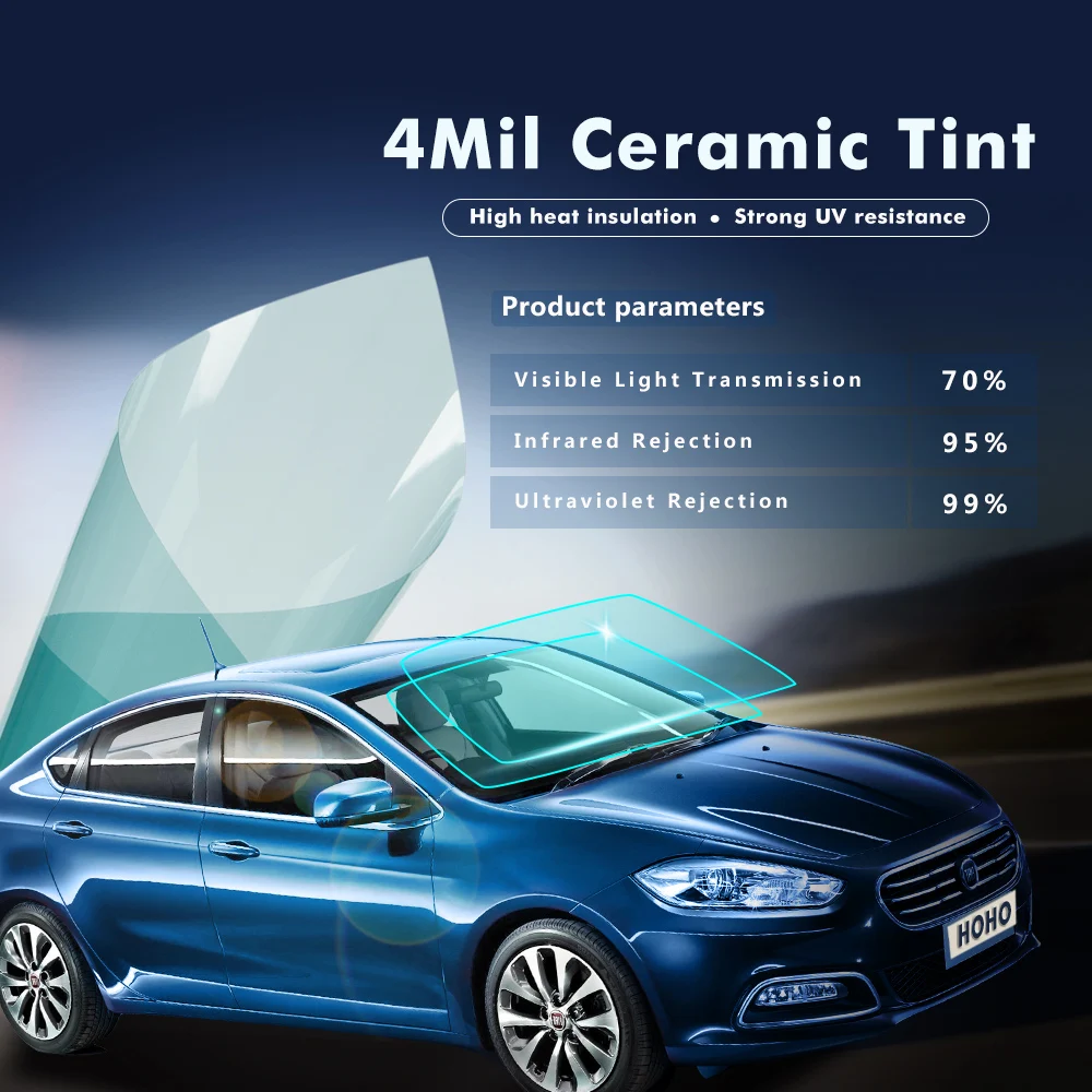 SUNICE VLT70% светильник, синяя пленка на окна автомобиля, наклейка на лобовое стекло автомобиля, пленка, толщина 4 мил, нано керамический оттенок, Солнечная защита, 0,5x6 м