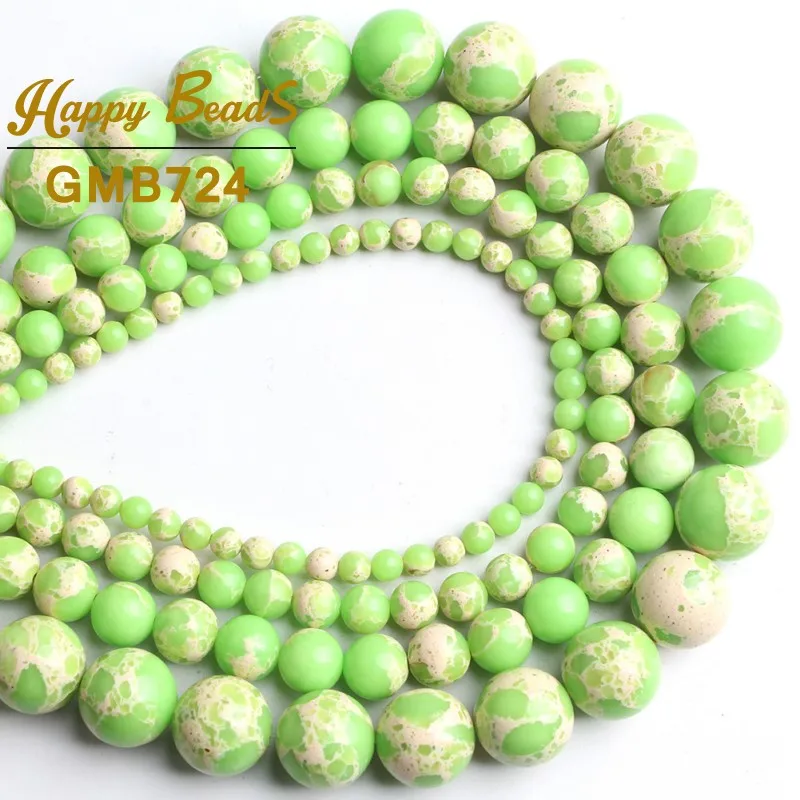 

Green Sediment Stone Imperial Jaspers Round Loose Spacer Beads 15''Strand 4/6/8/10/12mm For Jewelry Making DIY Bracelets
