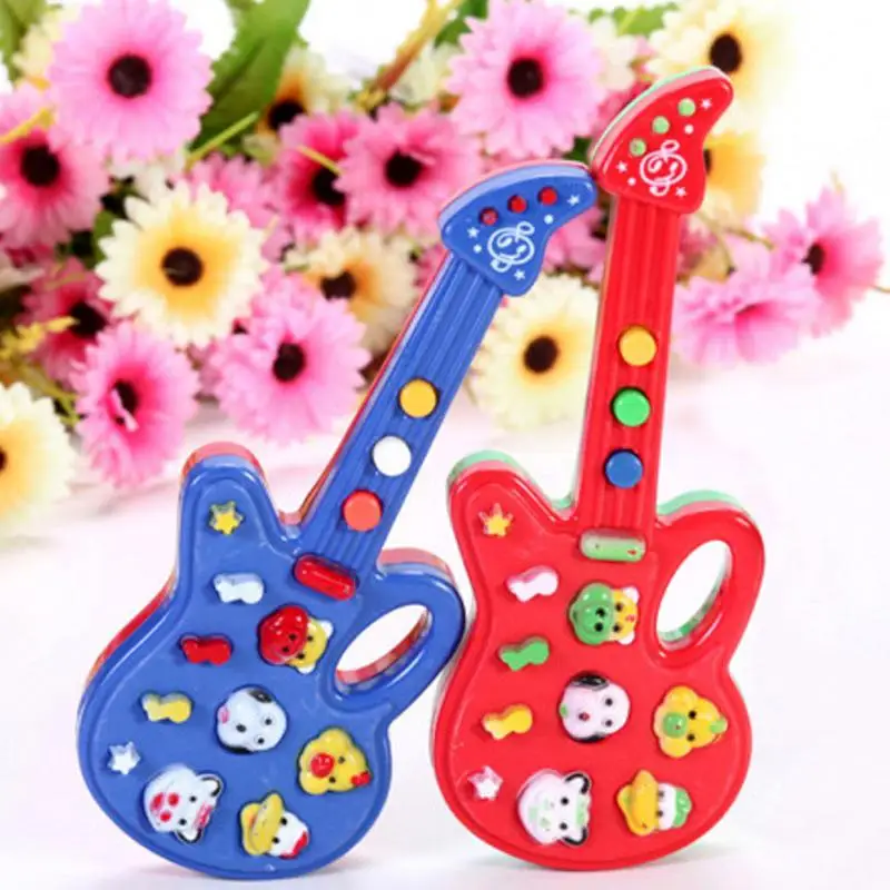 Детская пластиковая гитара рифма развивающая музыка игрушка со звуком детский музыкальный подарок игрушечный музыкальный инструмент