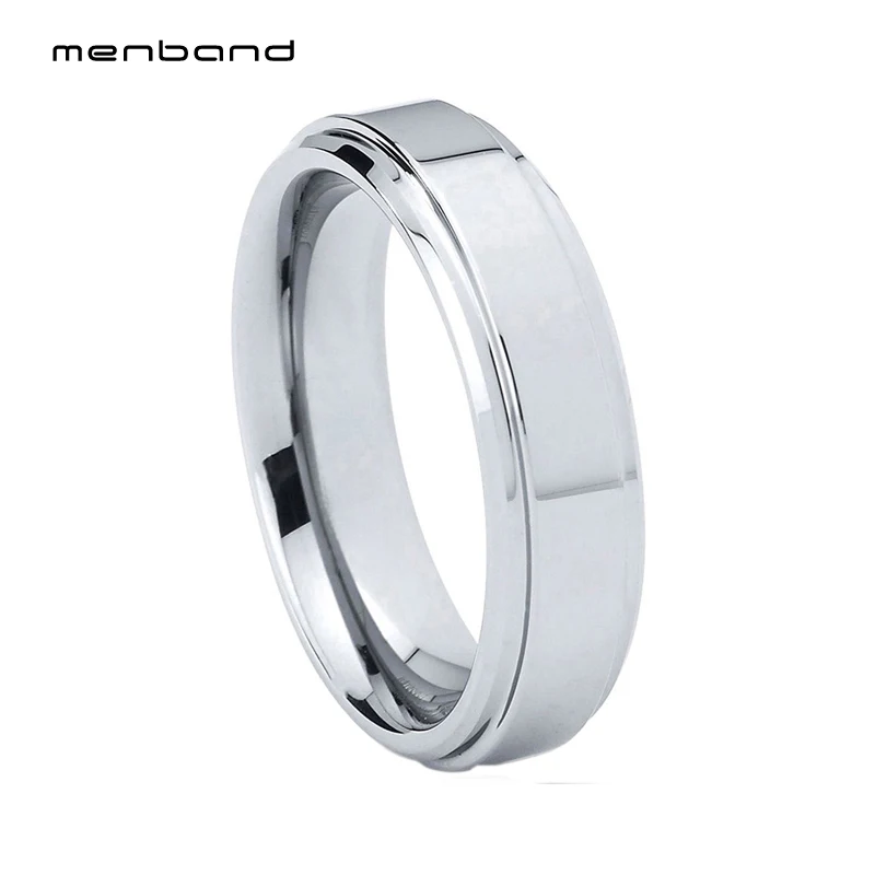 

Classic Wedding Band 6MM High Polished Tungsten Ring With Step Bevel Edges And Comfort Fit