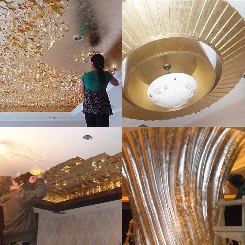 Gold leaf paper imitation foil paper craft paper handmade craft paper handmade paper imitation gold leaf sheets foil paper 100pcs 14cm Imitation Gold Sliver Copper Leaf Leaves Metal Sheets Foil for Gilding Craft Decoration DIY Art craft paper Decor