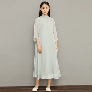 

2020 dresses retro long sleeve casual loose button tops blouse dress large sundress