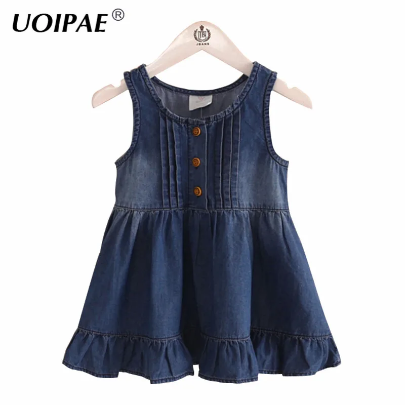 

Children Dress Girls 2017 New Spring Solid Color Simple Kids Dresses For Girls Sleeveless All-match Children Clothing 4590W