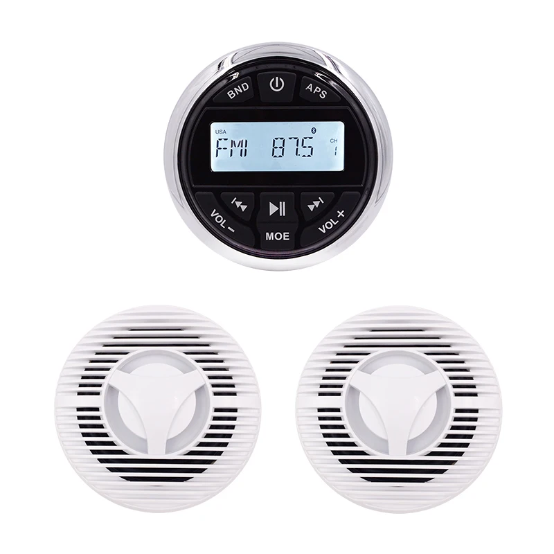 

Waterproof Outdoor Marine Radio Audio FMAM Receiver MP3 Bluetooth Marine Player for Yacht boat +6.5"marine Speaker ATV Bathroom