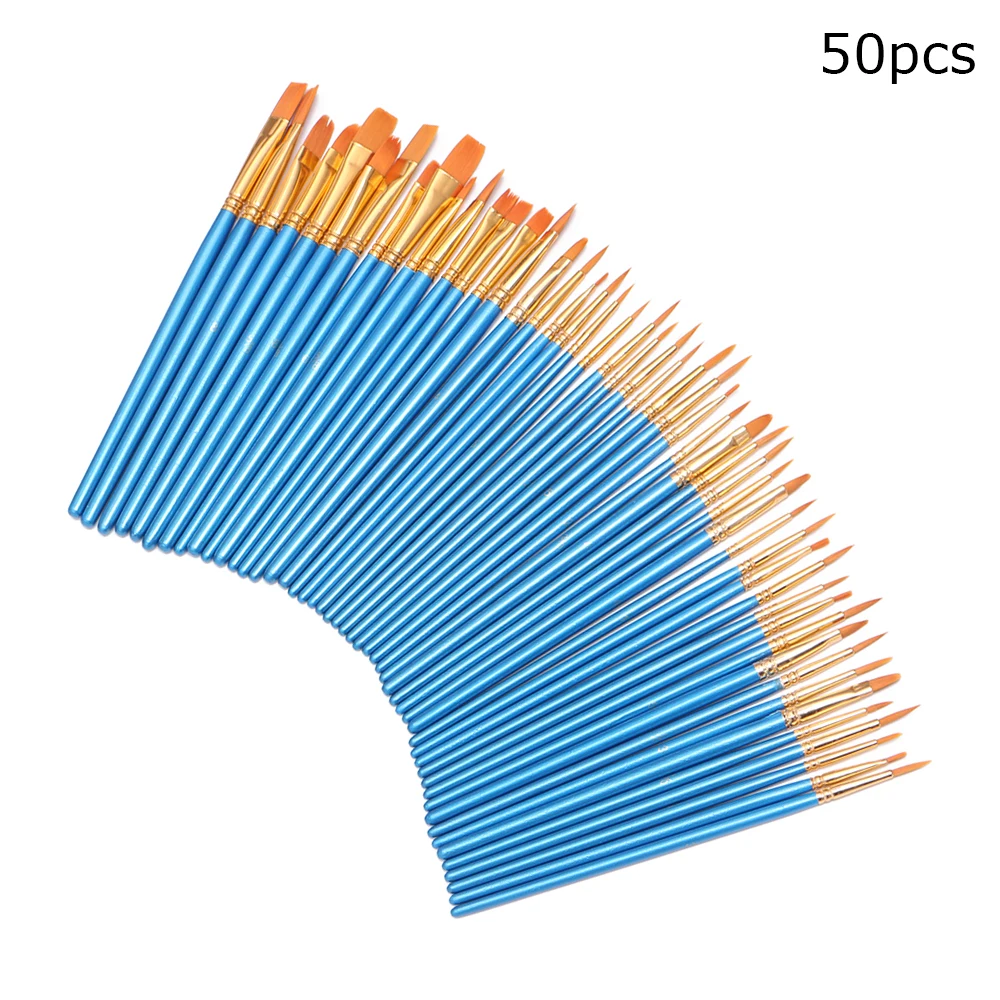 50 шт. Профессиональные синтетические с короткой ручкой нейлоновые кисти детали краски кисти набор художественные материалы для протирания акварель масляная краска набор кистей