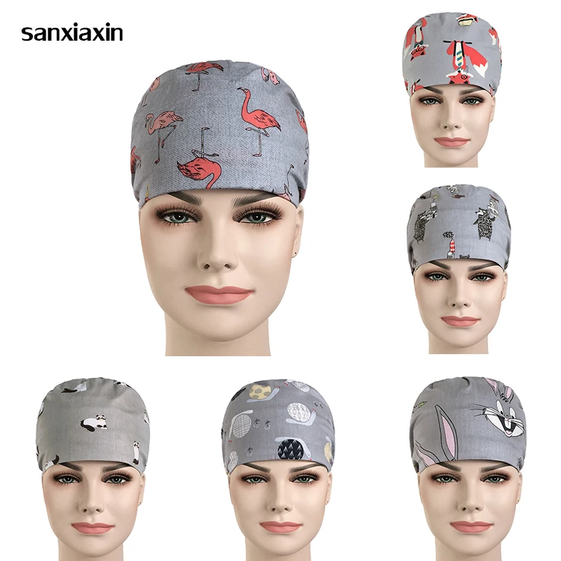 

sanxiaxin Unisex Food Service Working Beauty Cap Female Cap Practical Medical Surgical Surgery Hat Nurses Printing Doctor Hat