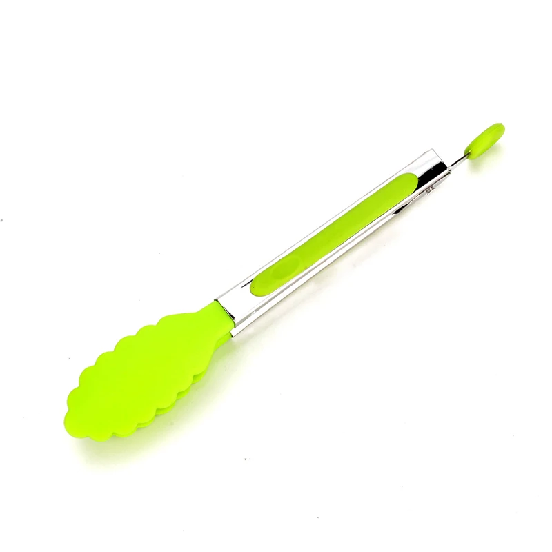 Кухонные принадлежности, овощные щипцы для сервировки салата и барбекю, ручки из нержавеющей стали, приспособления для барбекю, зажим, кухонная утварь, инструменты - Цвет: Green