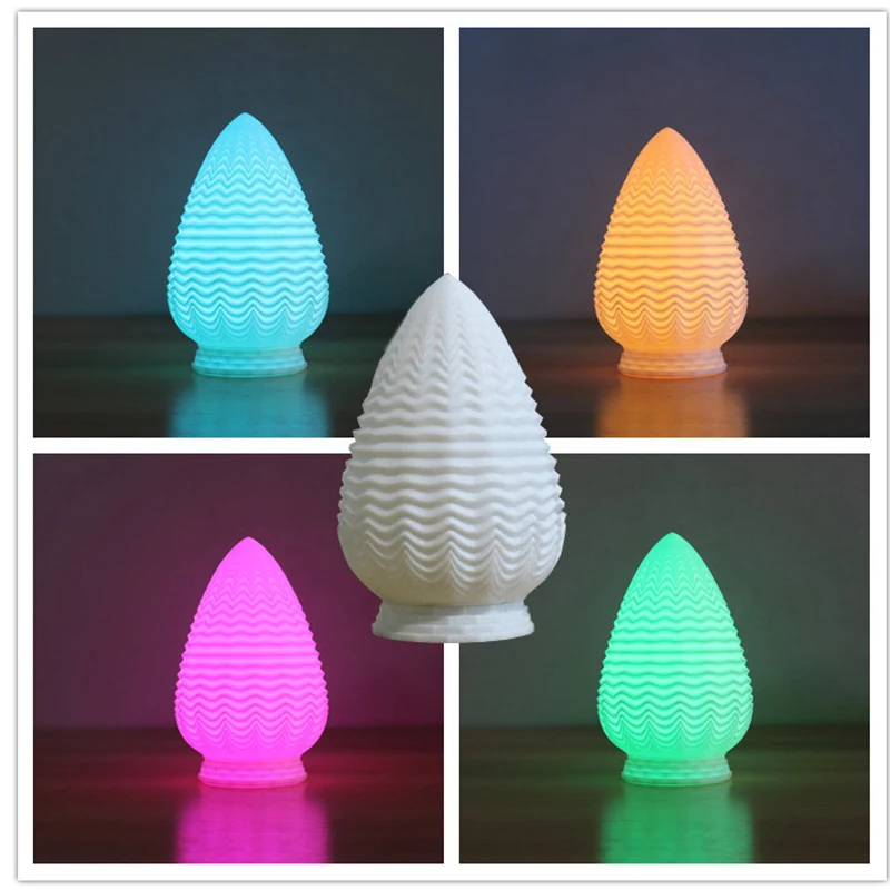 

European style 3D printing pine cone light USB charging creative new touch remote control 16 color LED energy saving night light