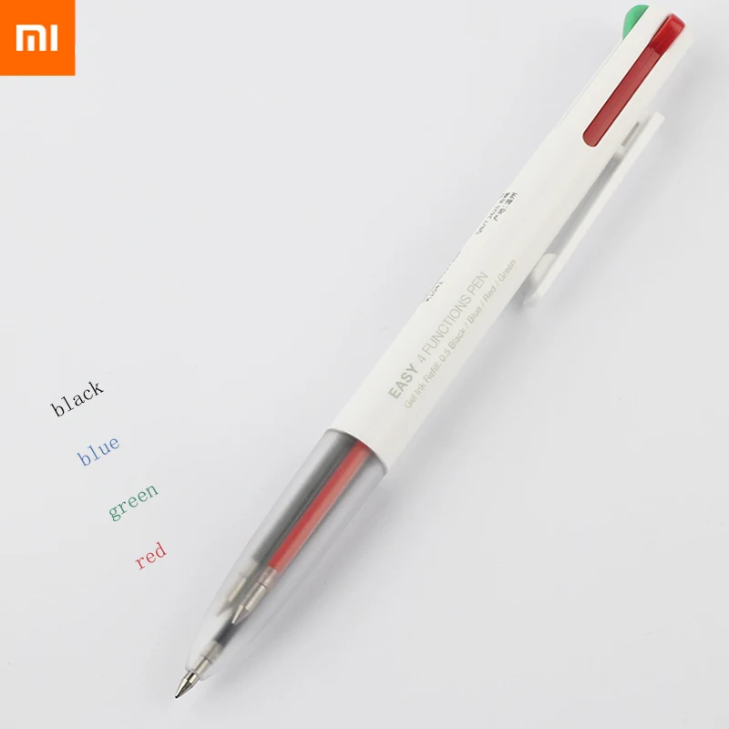 

2019 new Xiaomi KACO EASY 4 In 1 Multifunction Pens 4 colors 0.5mm Black Blue Red Green Refill Gel Pen For Office Student
