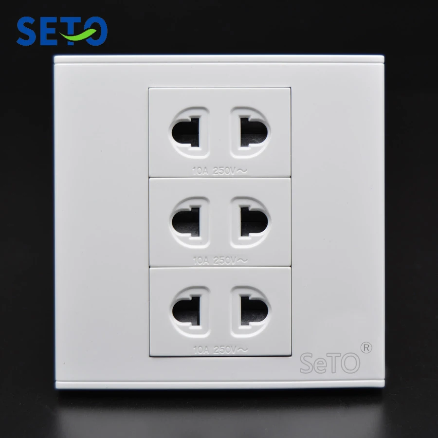 SeTo 86 Type Three Ports 10A250V Two Hole Power Socket Wall Plate Keystone Faceplate | Обустройство дома