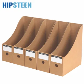

HIPSTEEN 5Pcs Durable Paper File Storage Organizer Box Office Study Desktop Crate Set Support Books Documents Storage Items